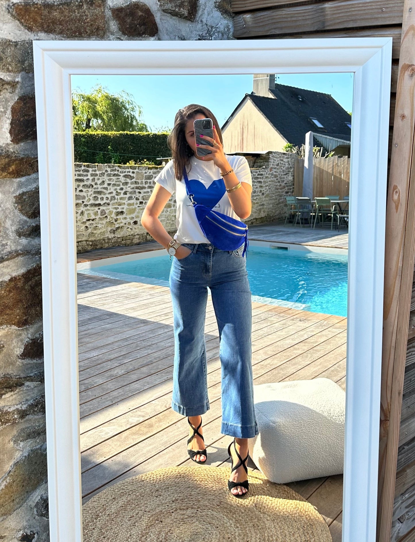 Tee shirt coeur bleu roi LOUISE