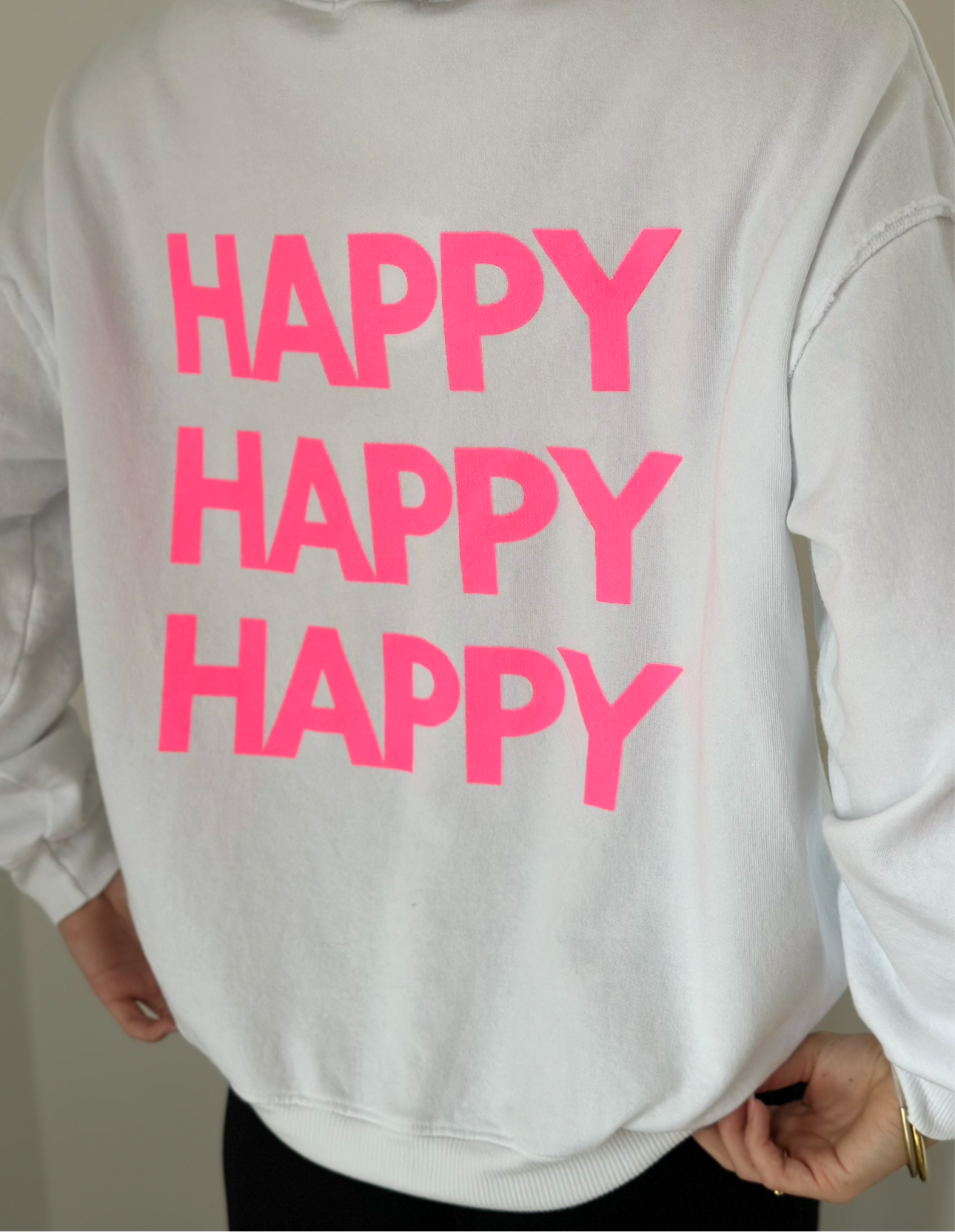 Sweat-shirt écriture fluo blanc et rose LOUNA