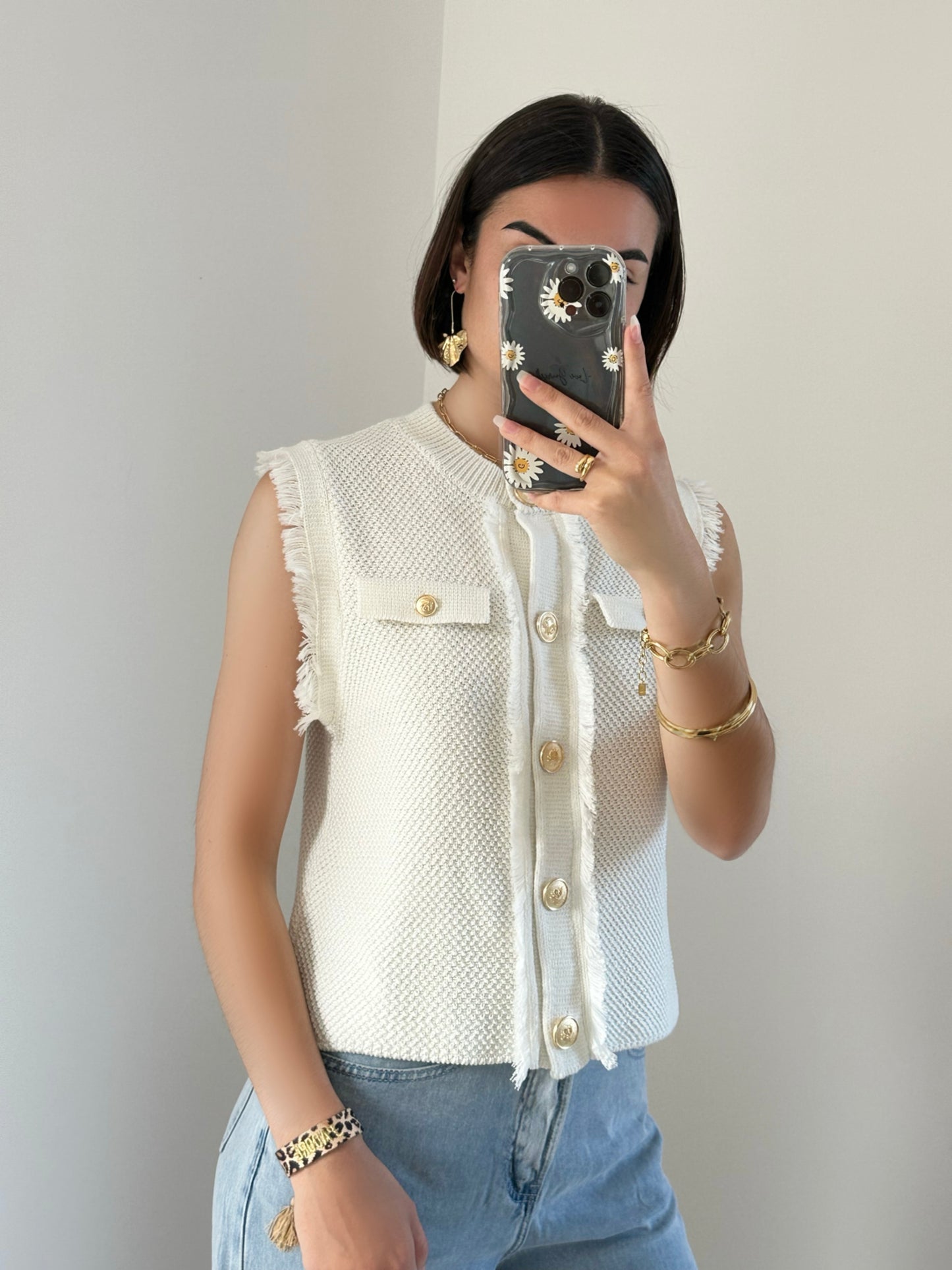 Gilet maille blanc ESMÉE