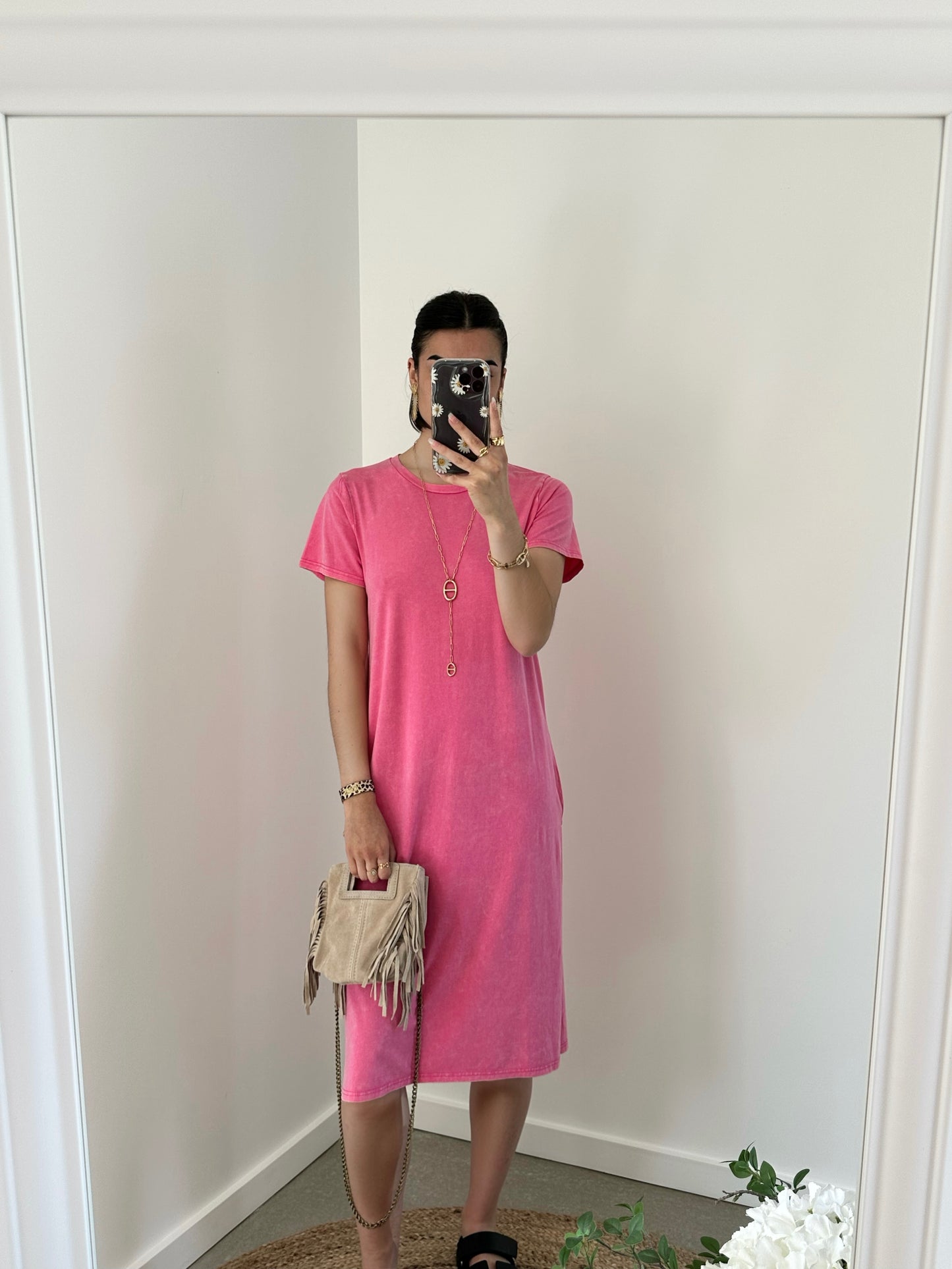 Robe longue rose NOELIE