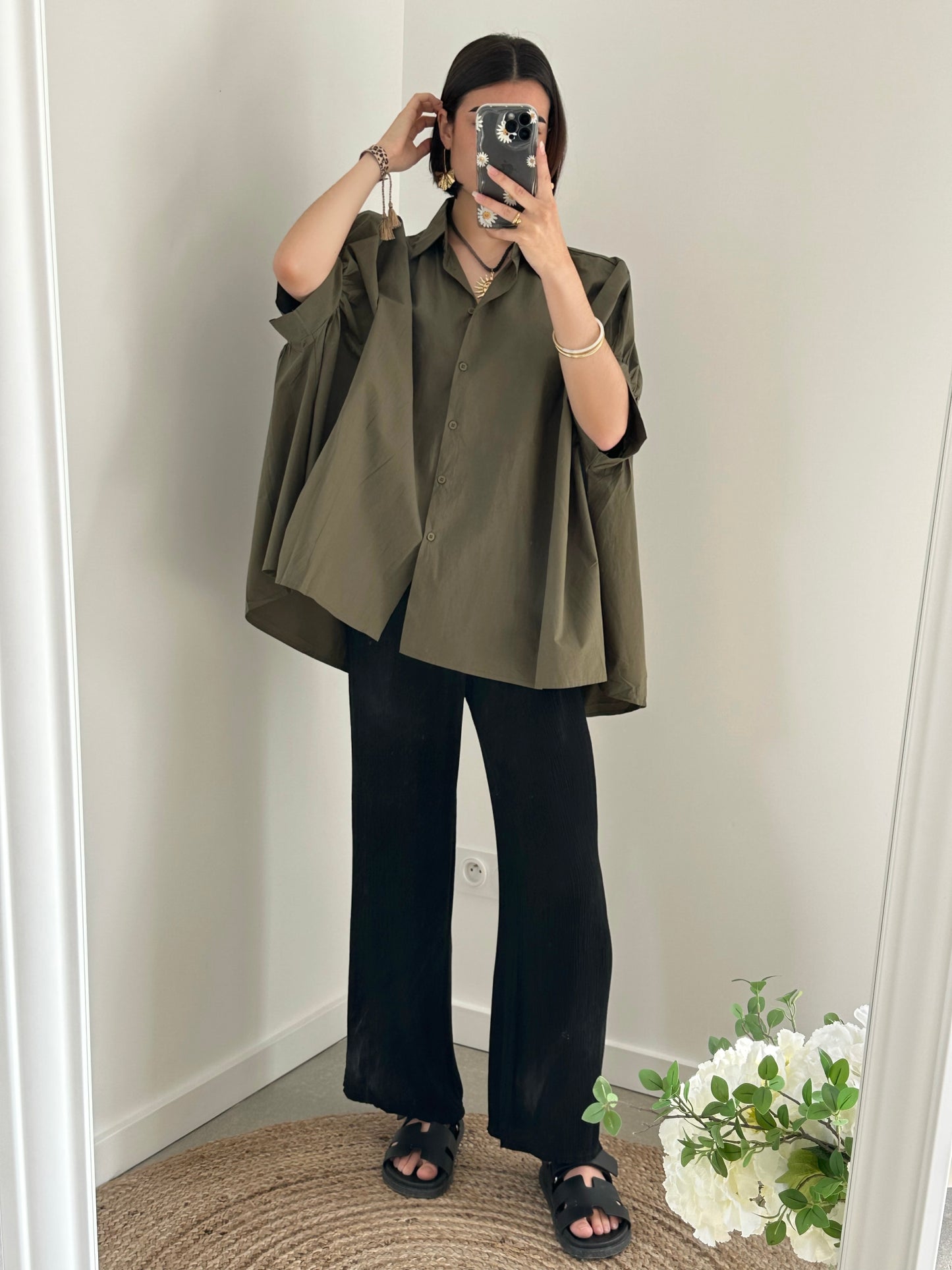 Chemise oversize manche courte kaki PALOMA