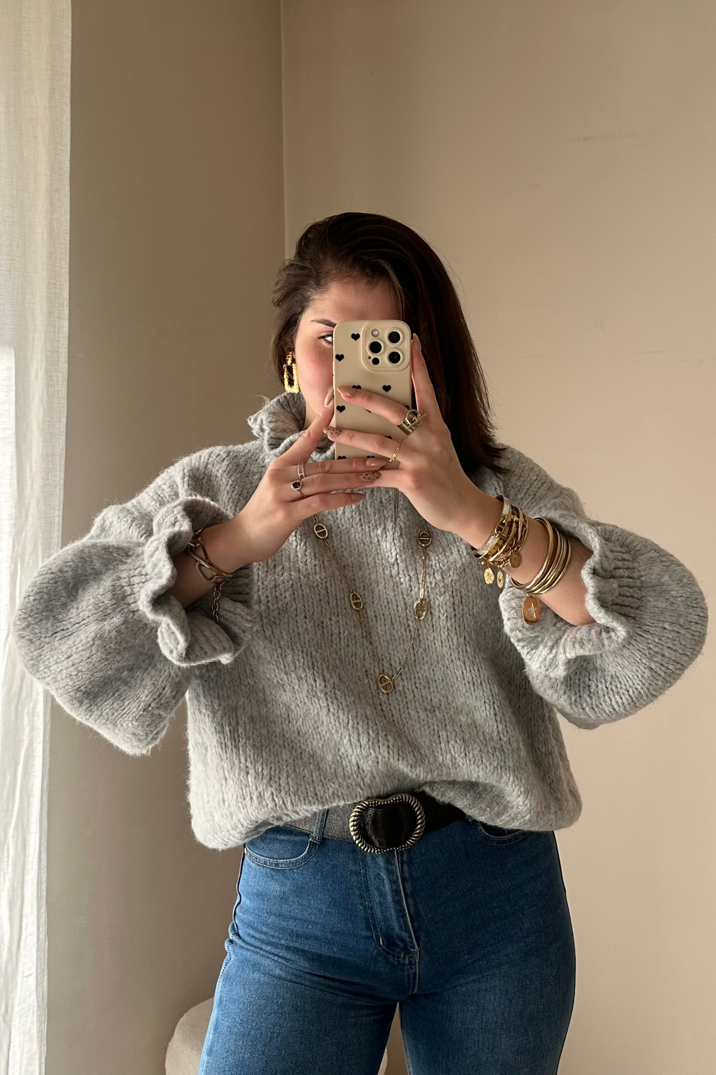 Pull col montant gris CASSIE