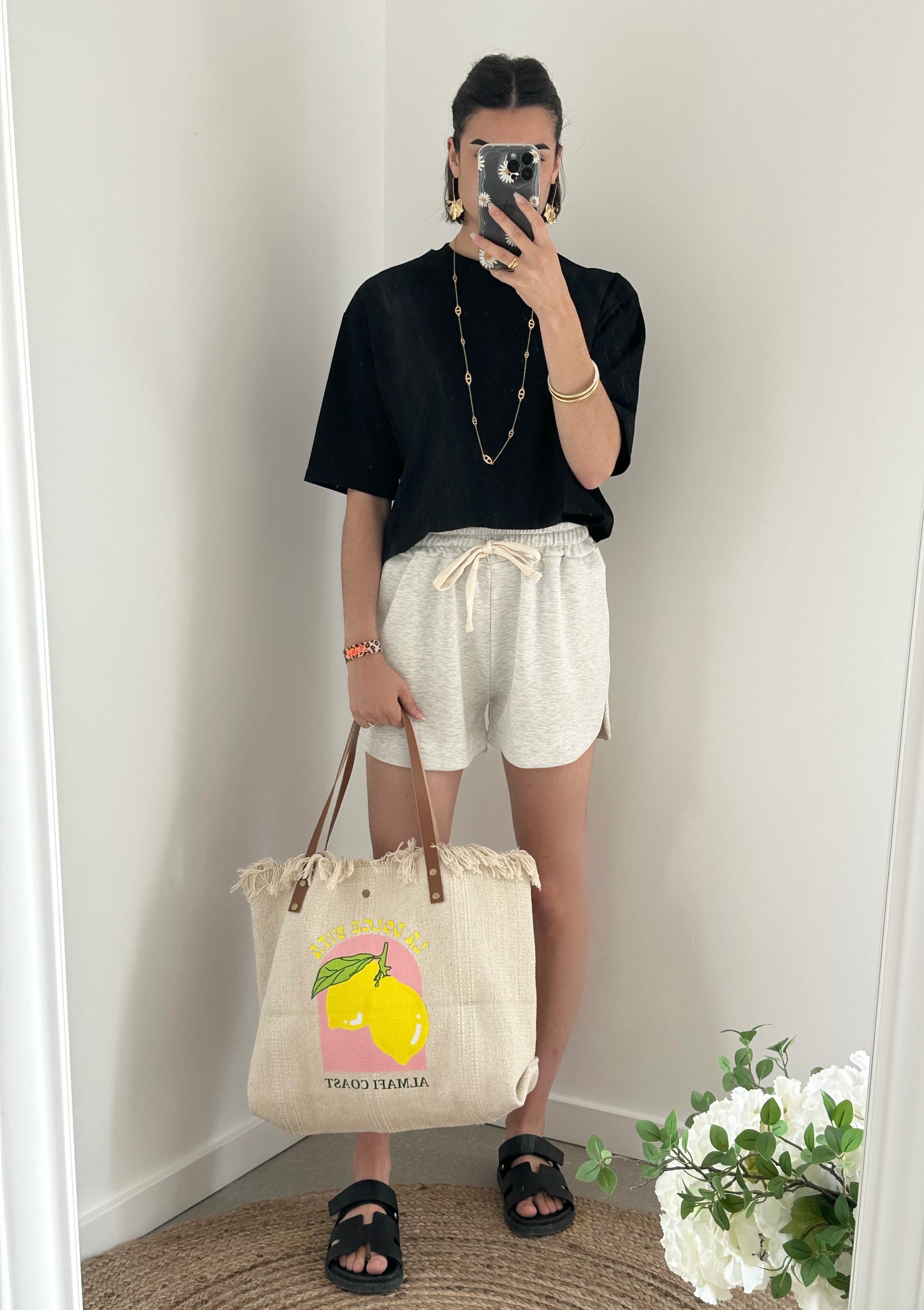 Short coton gris chiné MAYA