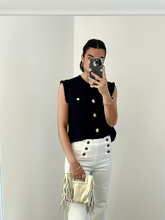 Gilet maille bleu marine ESMÉE