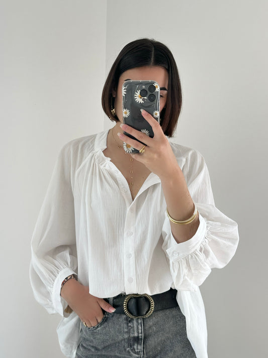 Chemise large manche bouffante blanche JULIETTE