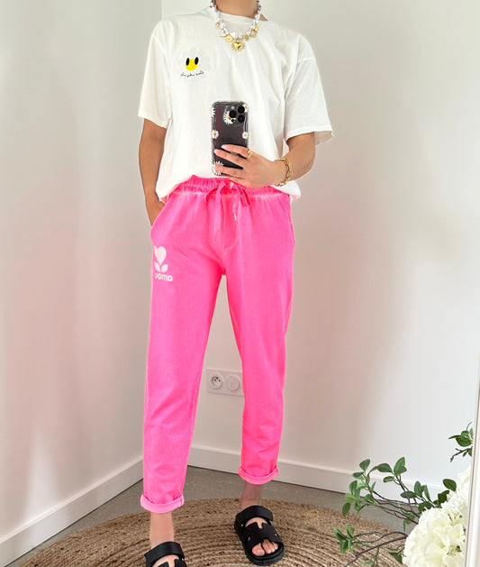 Jogging "amour" rose fushia et blanc EMMA