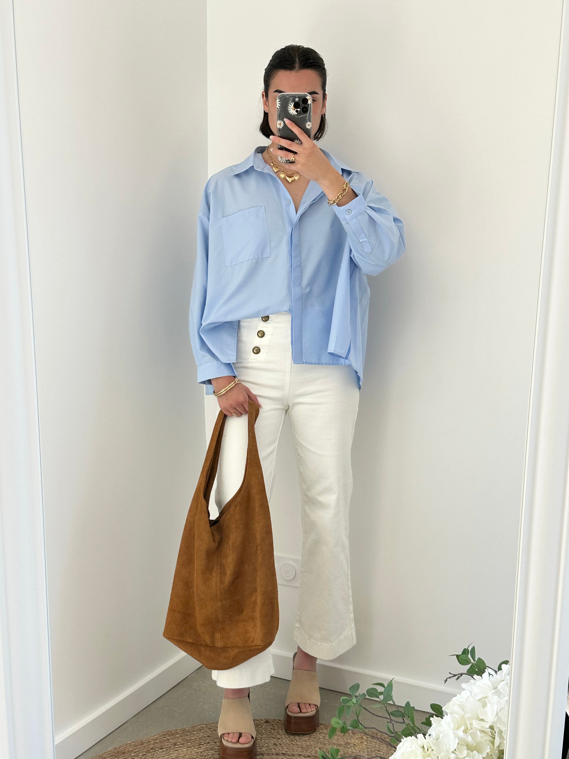 Chemise plissée dans le dos bleu LÉA Bleu Taille unique