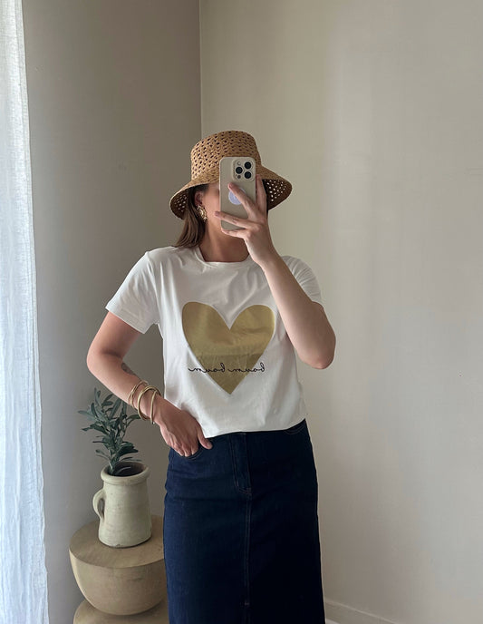 TEE shirt cœur doré LOUISE