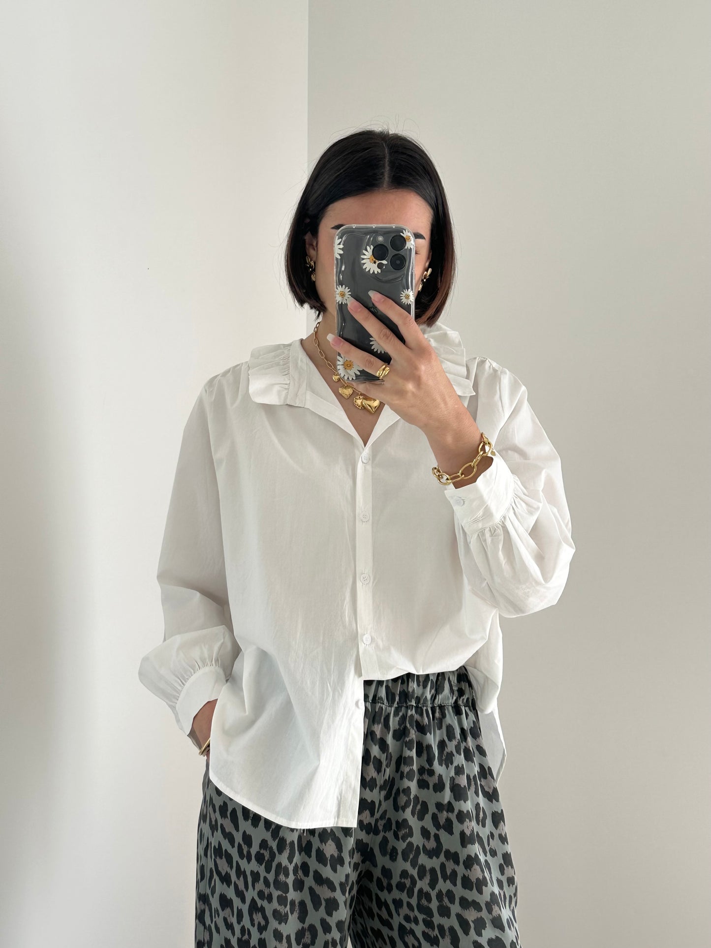 Chemise col froufrou blanche FLO