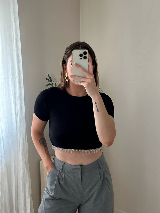 Haut strass noir ÉLÉONORE