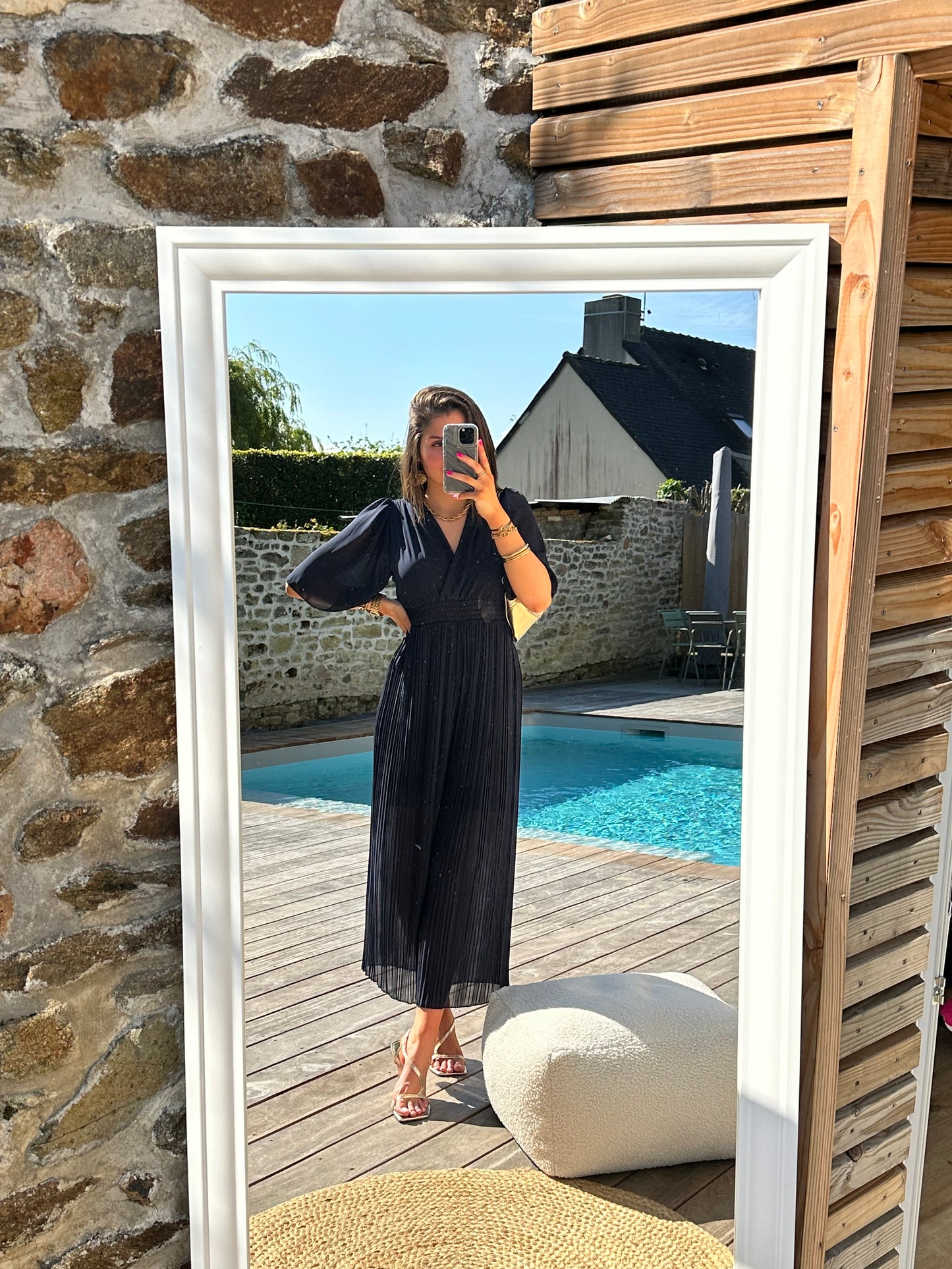 Combinaison pantalon fluide bleu marine LUCIE