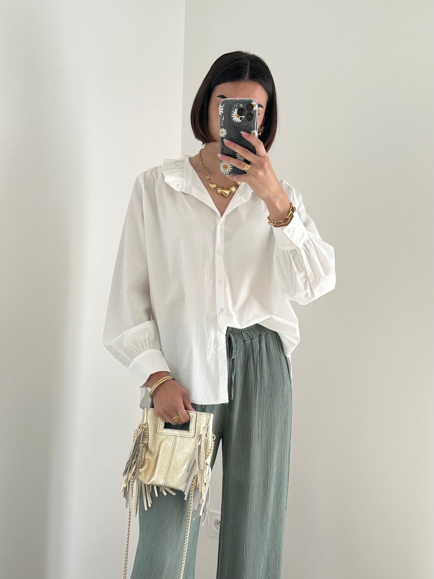Pantalon fluide gauffré kaki JUDITH