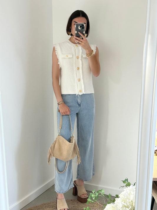 Gilet maille blanc ESMÉE